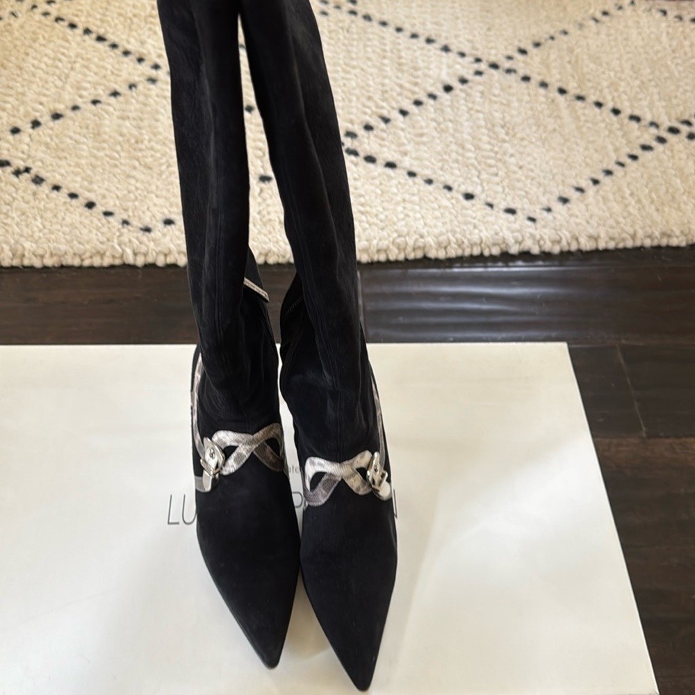 Luciano Padovan black suede boots